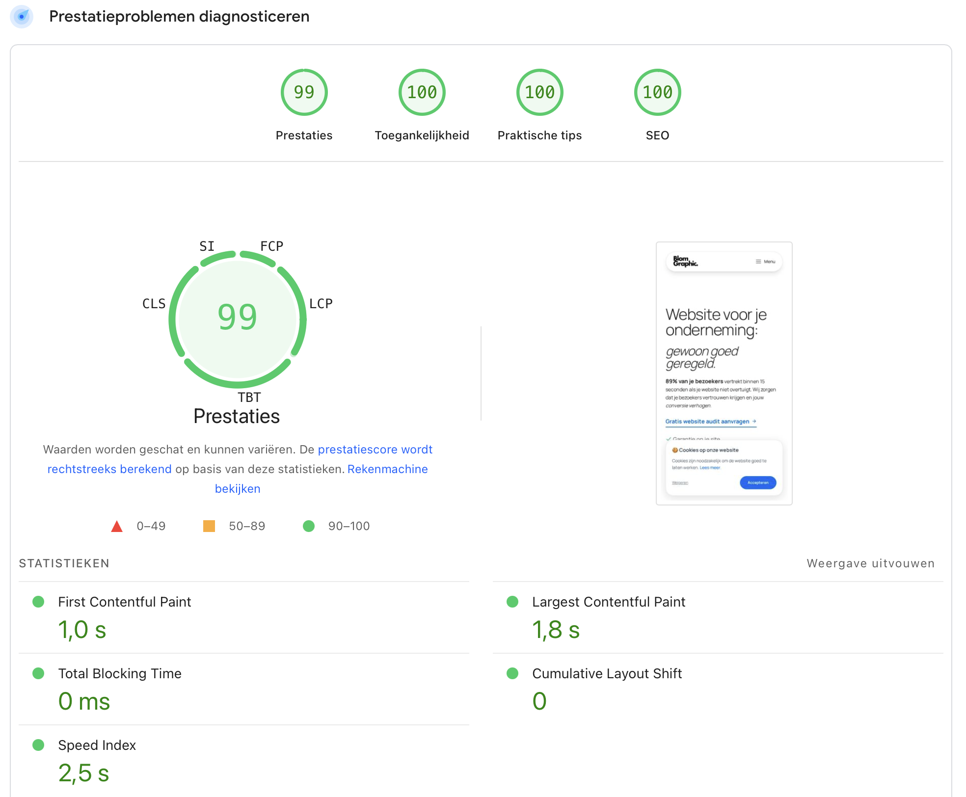Google PageSpeed Insights Score